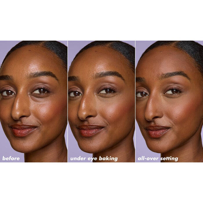 Before and After Set It Bright Color Correcting And Brightening Powder After Baking and Setting